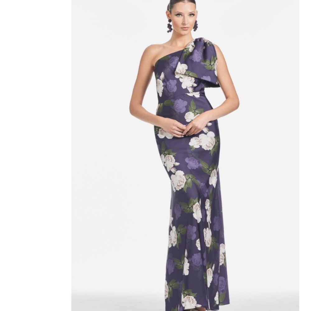 Sachin + Babi Blue and White One Shoulder Sheath Dress